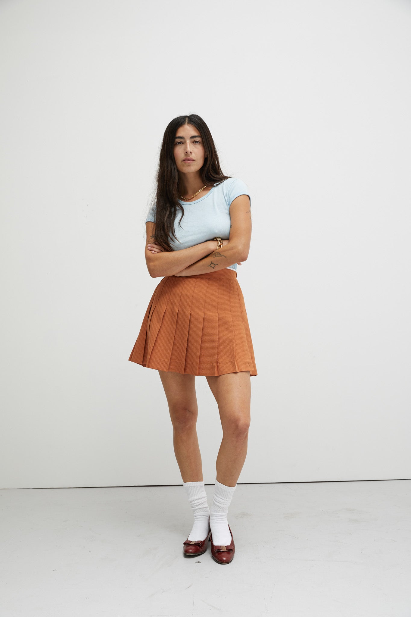 Short knife outlet pleated skirt